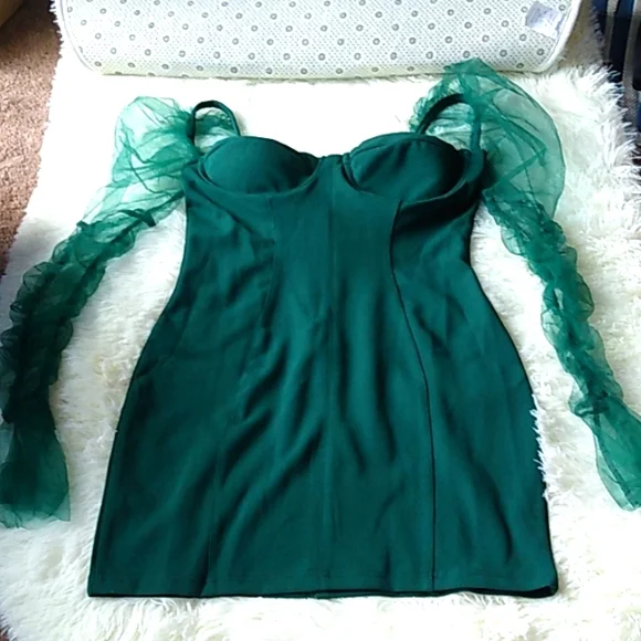 Emerald Green Sheer Long Sleeve Dress | Color: Green | Size: Mj | Fortunefoundme's Closet Emerald Green Sheer Long Sleeve Dress | Color: Green | Size: Mj | Fortunefoundme's Closet